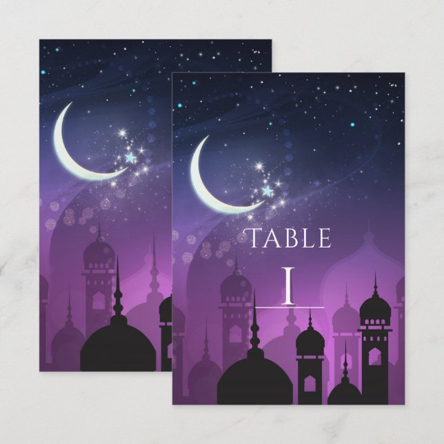 Numéro de table marocain de nuit arabe du Moyen-Or (Devant / Derrière)