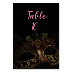 Numéro De Table Masquerade Black & Gold Elegant