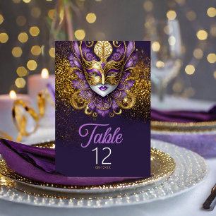 Numéro De Table Masquerade Masque Masque Motif Purple Gold ID1031