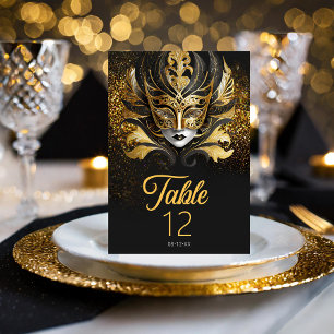 Numéro De Table Masquerade Masque Motif Black Gold ID1031