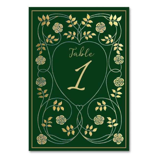 Numéro De Table Médiéval Gold Floral Coeurs et Mariage d'épée (Par défaut)