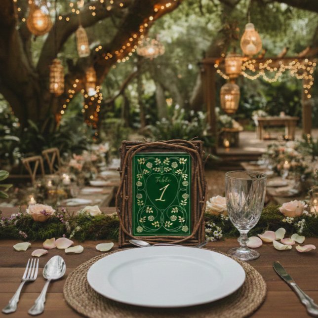 Numéro De Table Médiéval Gold Floral Coeurs et Mariage d'épée (Créateur téléchargé)