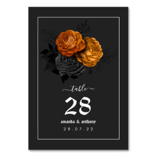 Numéro De Table Menu de mariage floral Halloween noir et orange