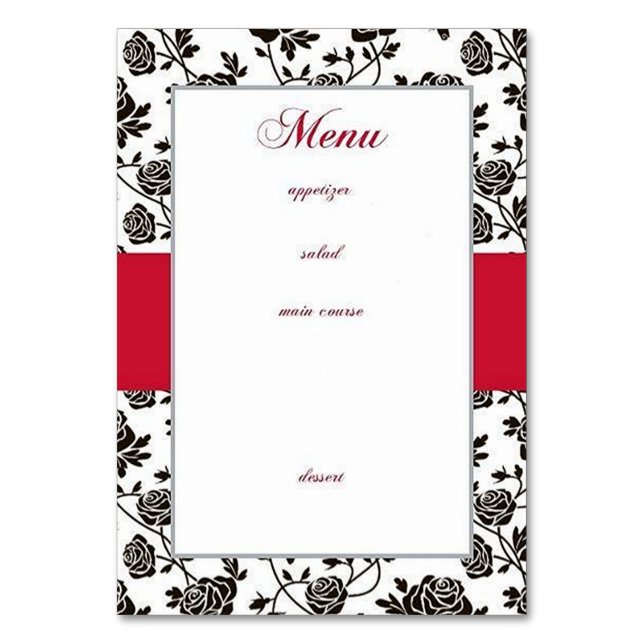 Numéro De Table Menu Elégant Rose Noire (Par défaut)