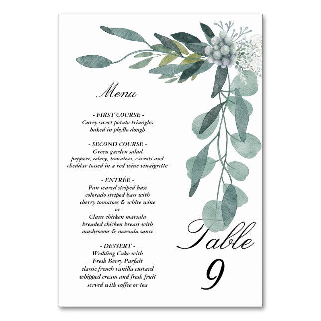 Numéro De Table Menu et panneau de la tente feuille Eucalyptus (Par défaut)
