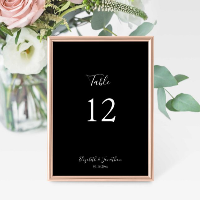 Numéro De Table Menu Mariage noir Script Moderne Minimaliste Simpl (Créateur téléchargé)