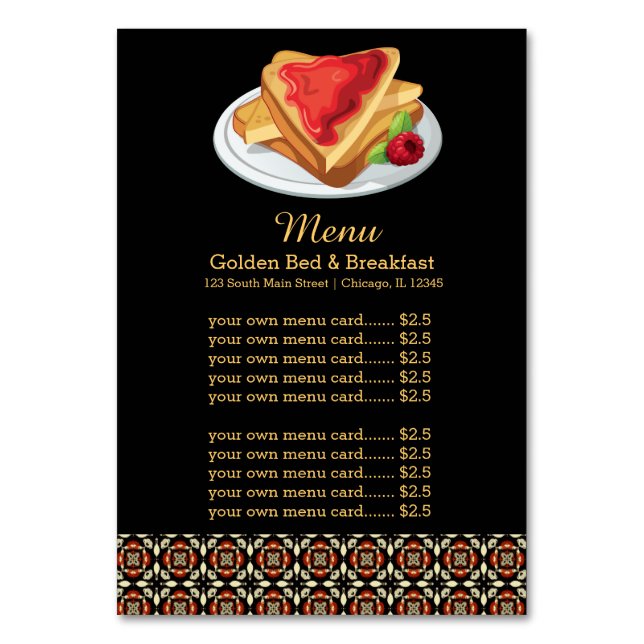 Numéro De Table Menu Petit déjeuner (Par défaut)