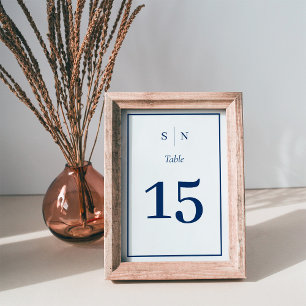 Numéro De Table Minimal et chic Mariage frontière blanc et marin