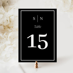 Numéro De Table Minimal et chic Noir foncé avec Mariage frontali