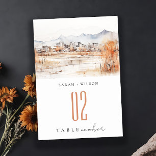 Numéro De Table Minimal Salt Lake City Utah Watercolor Mariage