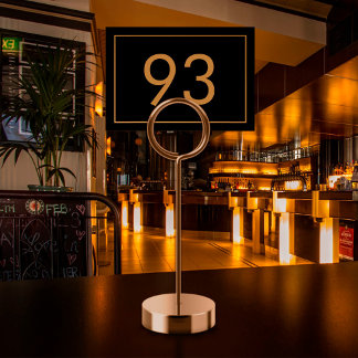 Numéro De Table Minimalist Black Gold Text Restaurant 