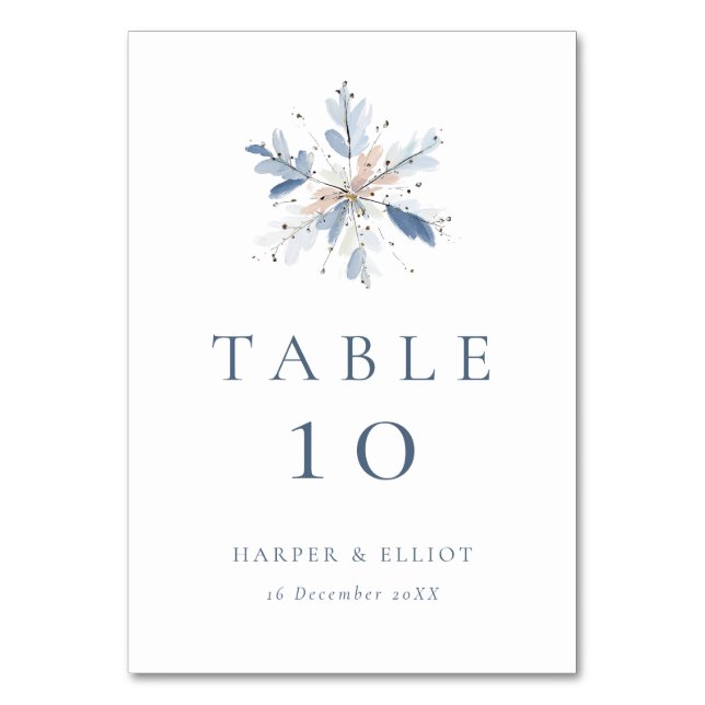 Numéro De Table Minimalist Blue Snowflake Winter Wedding  (Par défaut)