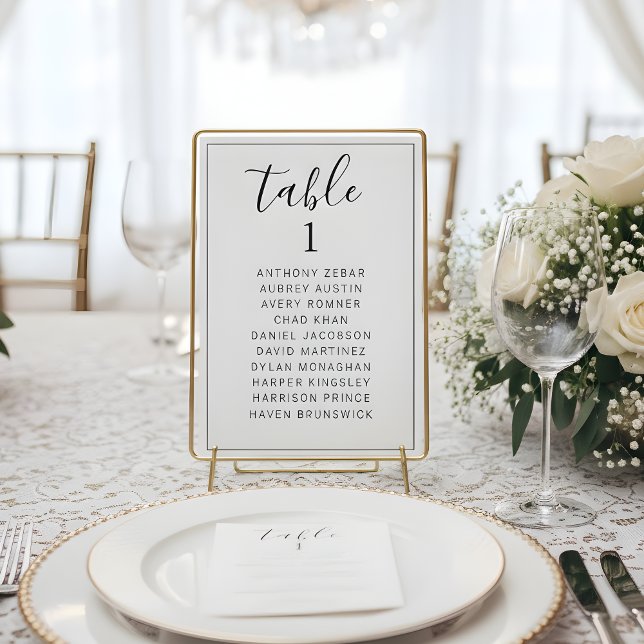 Numéro De Table Minimalist Table Number Seating Chart Wedding Card (Créateur téléchargé)