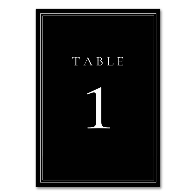 Numéro de table minimaliste classique noir et blan (Par défaut)