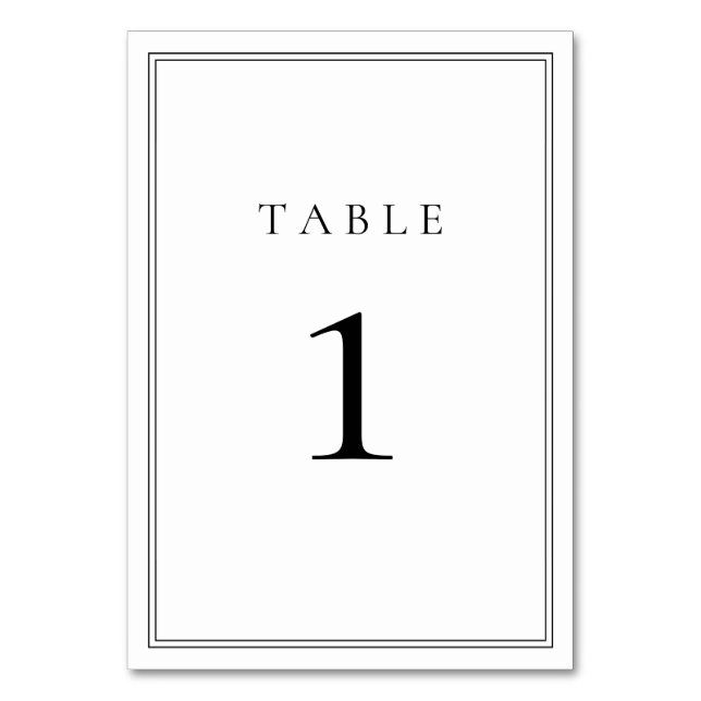 Numéro De Table Minimaliste classique noir et blanc (Par défaut)