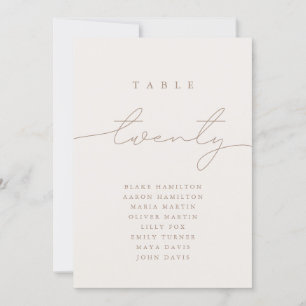 Numéro de table minimaliste de calligraphie ivoire