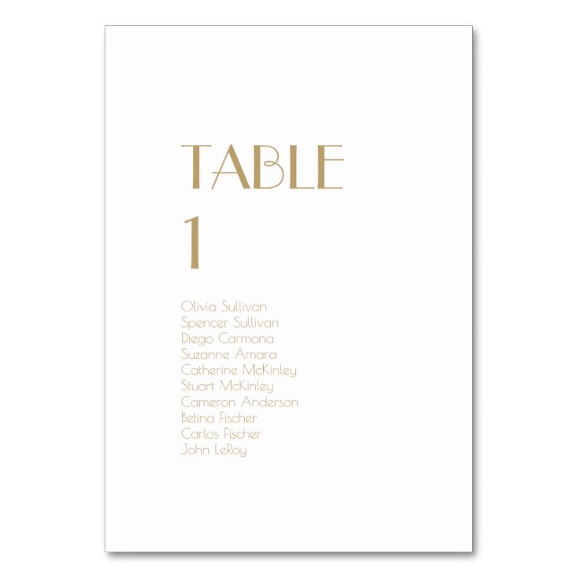 Numéro de table minimaliste Gold Modern (Par défaut)