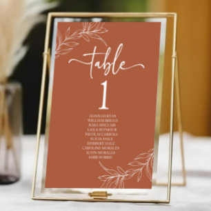 Numéro De Table Minimaliste minimaliste Mariage de feuilles en ter