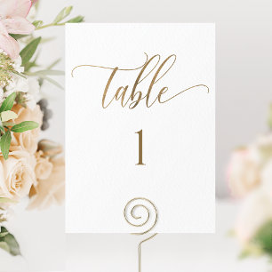 Numéro de table minimaliste moderne blanc et or