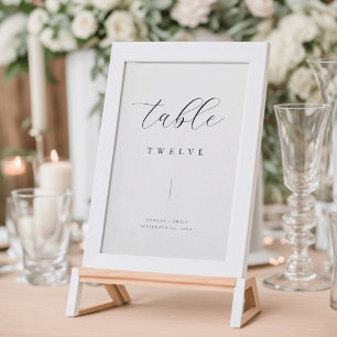 Numéro de table minimaliste noir classique Mariage
