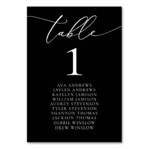 Numéro de table minimaliste noir et blanc