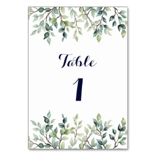 Numéro De Table Minimaliste Simple Joli feuille branches mariage