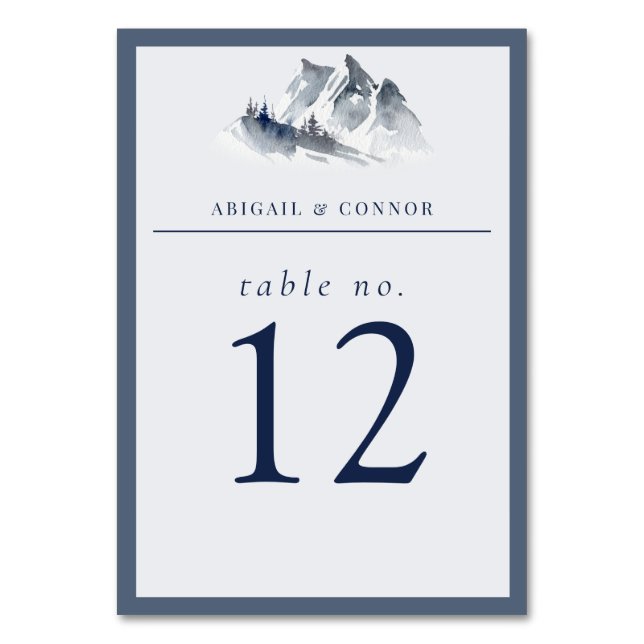 Numéro De Table Misty Mountain Blue Grey Blanc Élégant (Par défaut)