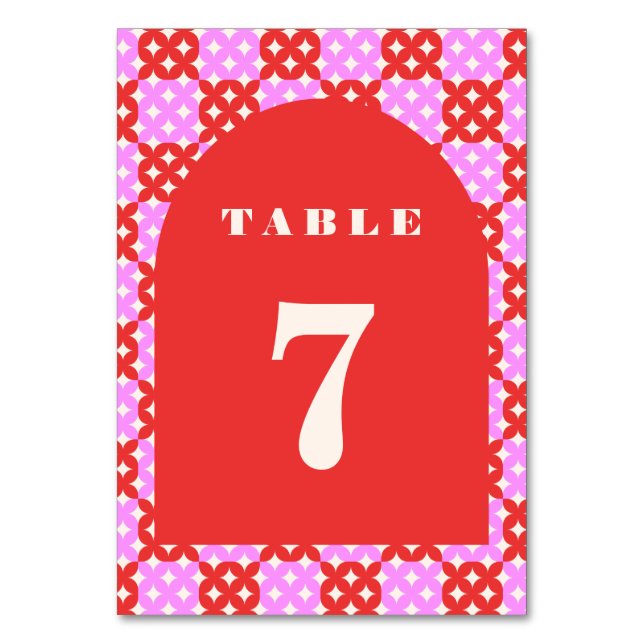 Numéro De Table Mmilieu du siècle moderne rétro rose rouge Tableau (Par défaut)