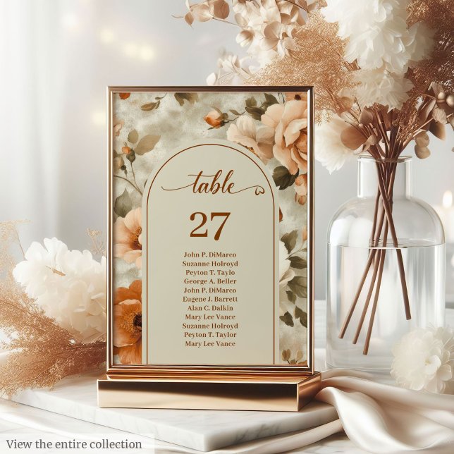 Numéro De Table Modern Boho Terra Cotta Ivory Sage Floral Wedding  (Modern Boho Terra Cotta Ivory Sage Floral Wedding Table Number

)