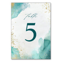 Modern Teal Gold Abstract Beach Wedding