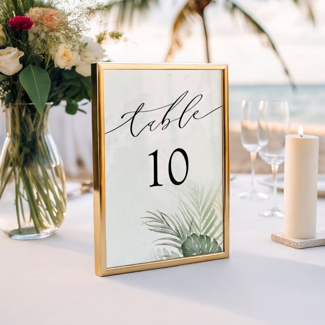 Numéro De Table Modern Tropical Watercolor Wedding (Créateur téléchargé)