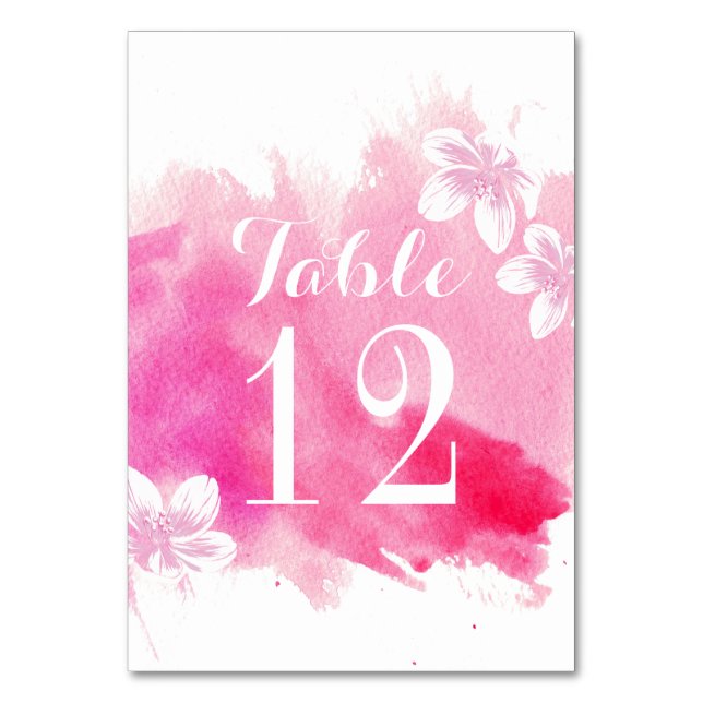 Numéro De Table Moderne aquarelle rose fleur mariage numéro de tab (Par défaut)