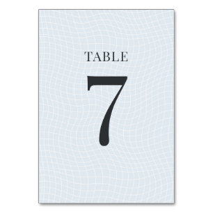 Numéro De Table Moderne Bleu Glacial & Grille Déformée