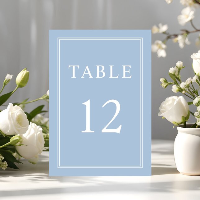 Numéro De Table Moderne Élégant Formal Poudre Mariage bleu (Modern Elegant Formal Powder Blue Wedding Table Number)