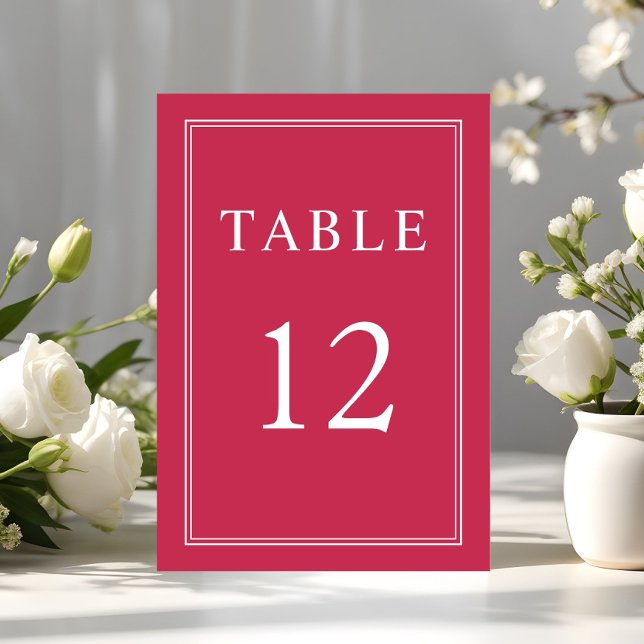 Numéro De Table Moderne Élégant Mariage formel magenta (Modern Elegant Formal Magenta Wedding Table Number)