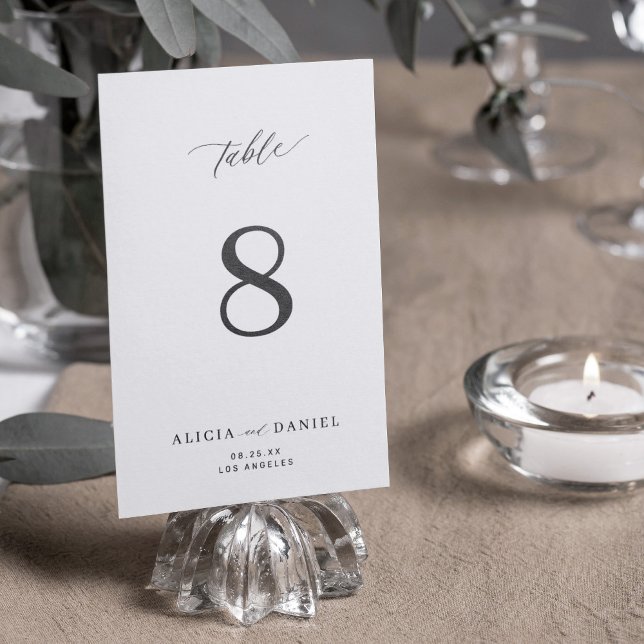 Numéro De Table Moderne élégant minimaliste noir et blanc mariage (Créateur téléchargé)
