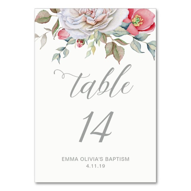 Numéro De Table Moderne et élégante calligraphie | Délicat floral (Par défaut)
