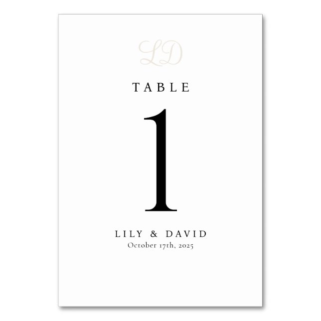 Numéro de table moderne monogramme (Par défaut)