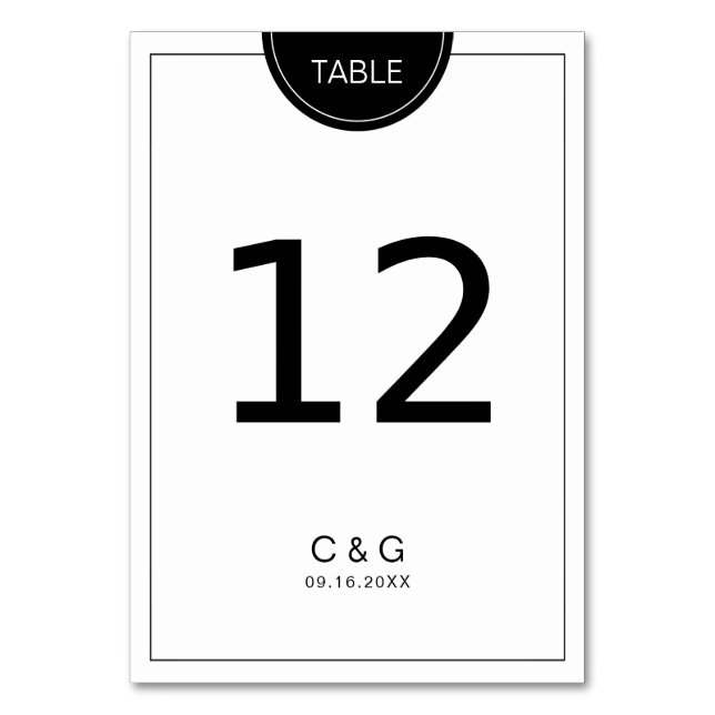 Numéro de table moderne noir et blanc (Par défaut)