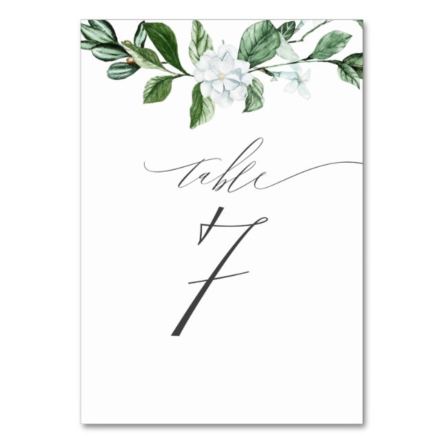 Numéro De Table Moderne Sage Vert Floral blanc No 7 Mariage (Par défaut)