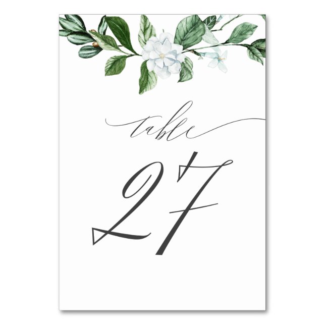 Numéro De Table Moderne Sage Vert Floral No 27 Mariage (Par défaut)