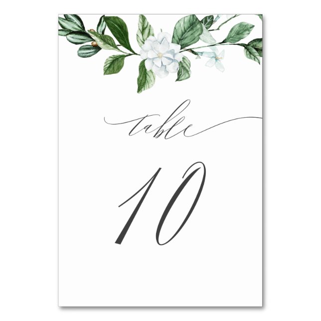 Numéro De Table Moderne Sage vert Flore blanc No 10 Mariage (Par défaut)