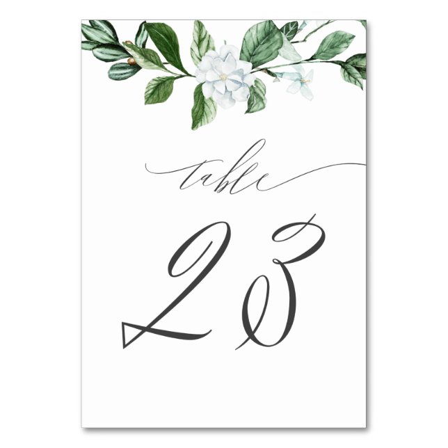 Numéro De Table Moderne Sage vert Flore blanche No 23 Mariage (Par défaut)