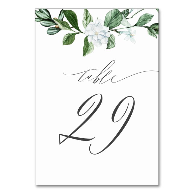 Numéro De Table Moderne Sage vert Flore blanche No 29 Mariage (Par défaut)
