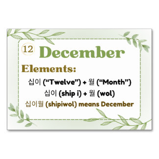 Numéro De Table Mois en Hangul coréen (cartes Flash)