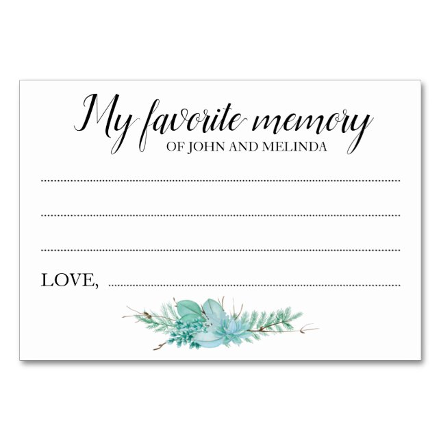 Numéro De Table Mon Anniversaire de mémoire favori Succulent (Devant)