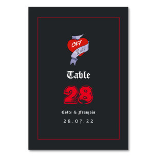 Numéro De Table Monogramme de mariage Rock and Roll
