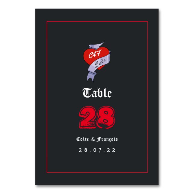 Numéro De Table Monogramme de mariage Rock and Roll (Par défaut)