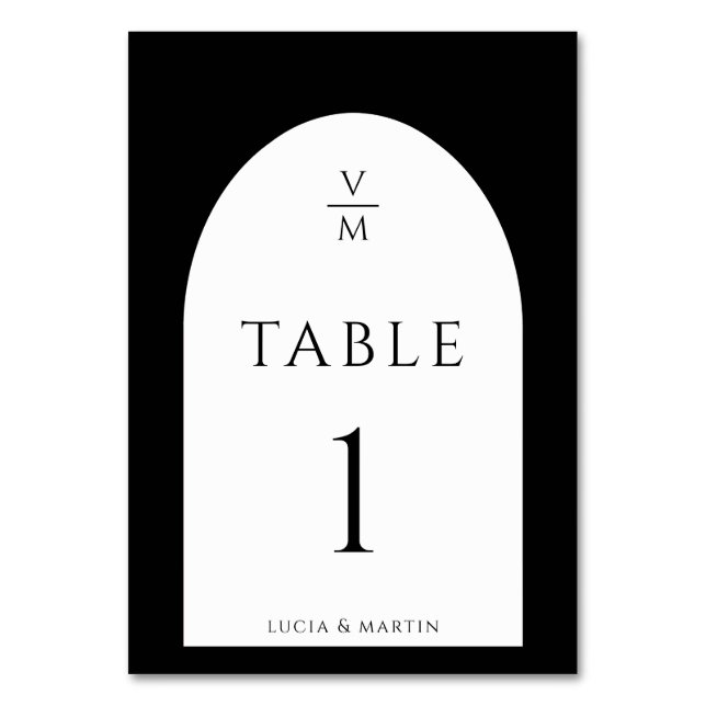 Numéro De Table Monogramme noir élégant Mariage de nom initial (Par défaut)
