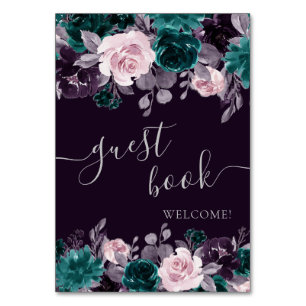 Numéro De Table Moody Boho   Dark Eggplant Plum Purple Guestbook